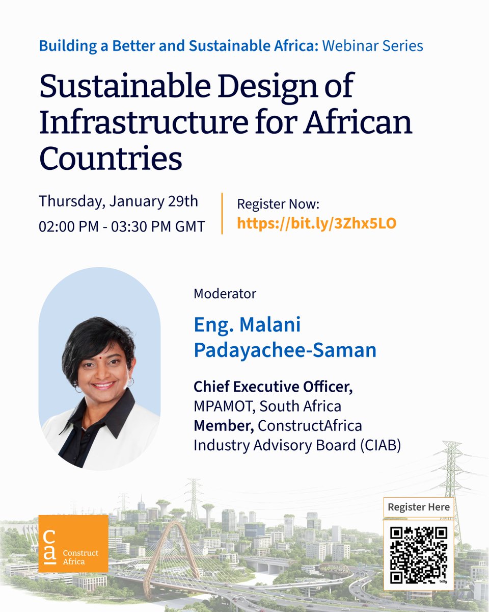 africaconstruct's tweet photo. 𝗧𝗼𝗱𝗮𝘆 𝗶𝘀 𝘁𝗵𝗲 𝗗-𝗱𝗮𝘆...The conversation on shaping Africa’s next generation of sustainable infrastructure holds today!

In a few hours, six of Africa's leading infrastructure practitioners convene to unpack sustainable design execution, not in theory, but in practice. https://t.co/xV7S5TxvQq