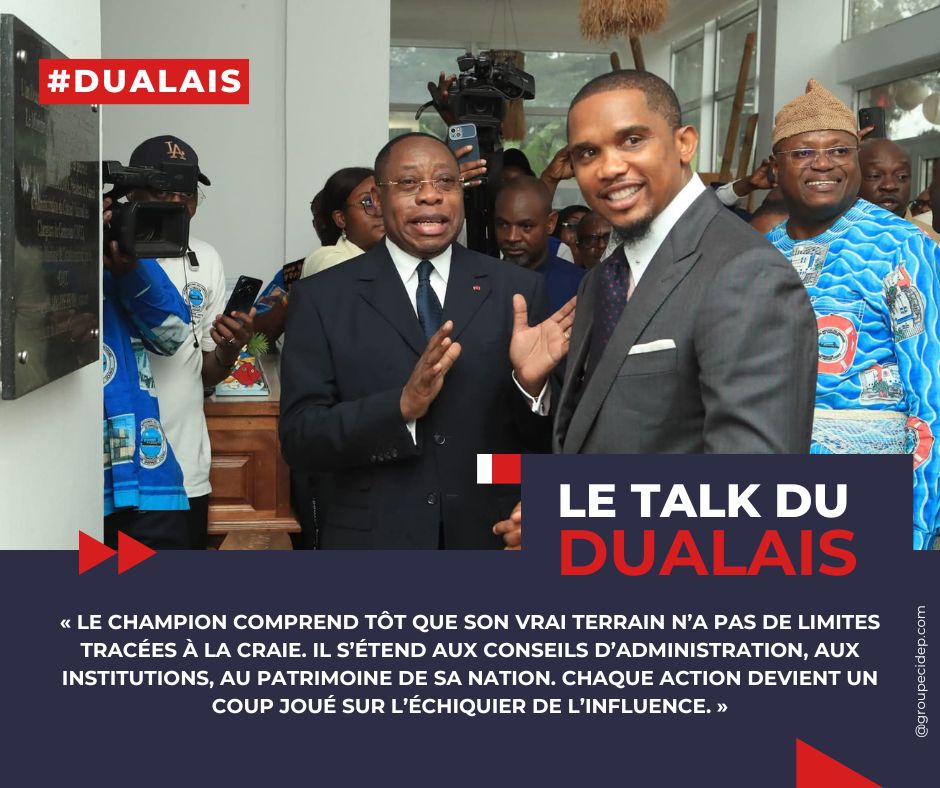ThysAlfred's tweet photo. Samuel Eto'o, ambassadeur du Musée Maritime de Douala. Il applique au patrimoine sa science de l'image. Alors que la polémique CAF enfle, il déplace le débat vers l'héritage national. Repositionnement magistral. https://t.co/7HcrUbVFUv
#DUALAISMedia #Etoo #Cameroun #GroupeCIDEP https://t.co/bbA1bNq3iO