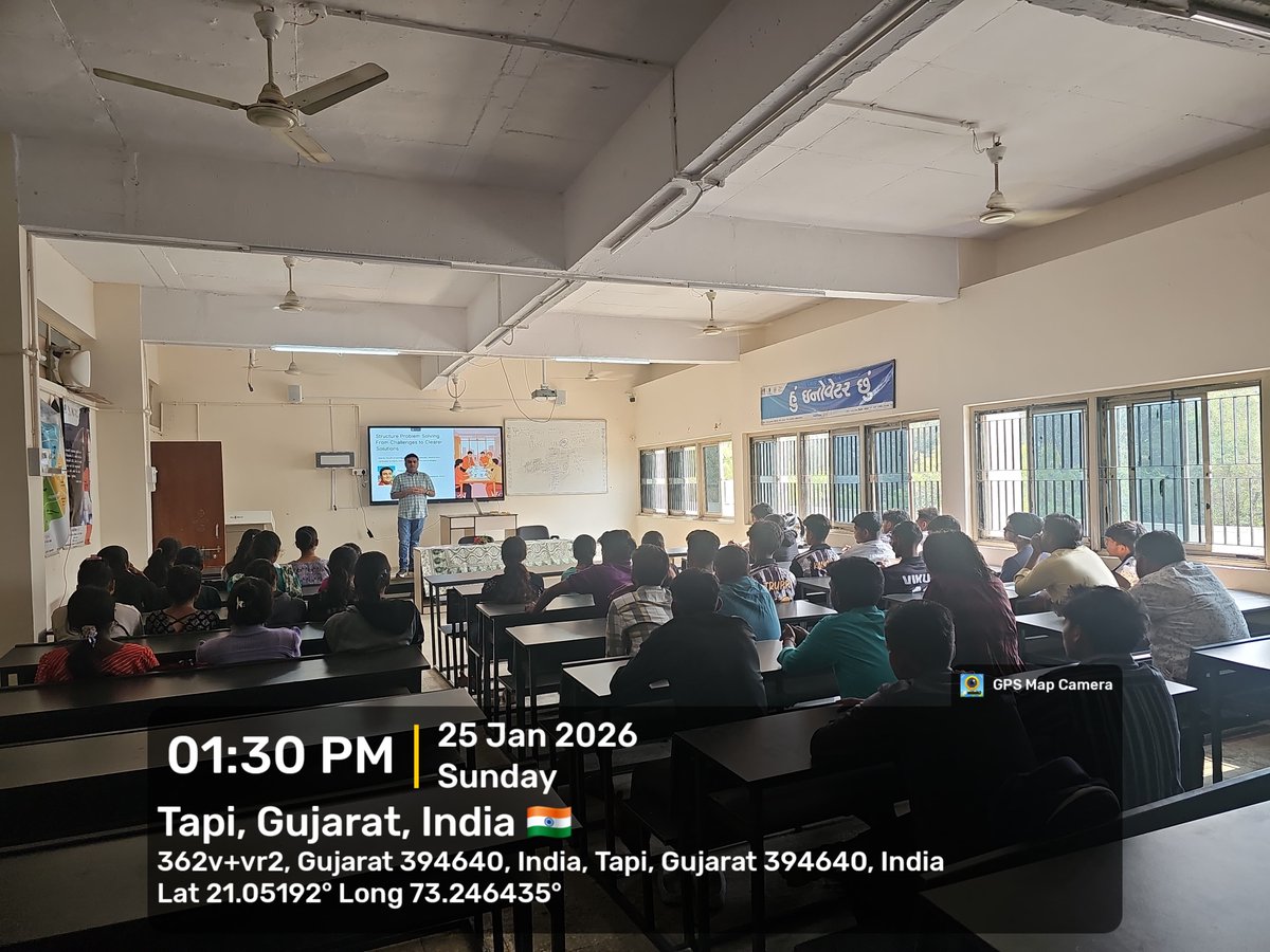 GSCValod's tweet photo. Think Deep. Design Bold. Innovate Better GSC Valod hosted State-Level Innovation Workshop (25-26 Jan 2026)! 54 students ignited by experts on problem-solving &amp; hands-on innovation. Coordinated by Mr. P. S. Panchal under Principal Dr. B. H. Parmar. Future belongs to innovators! https://t.co/n27adIMc4C