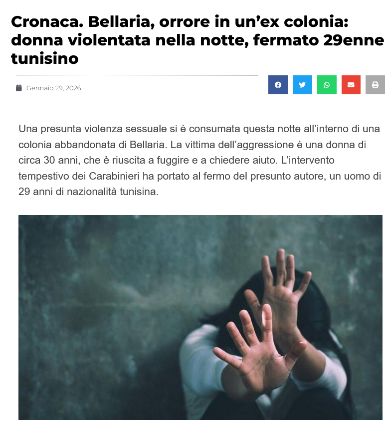 riktroiani's tweet photo. Un'altra storia che fa orrore. 

Arriva da un'ex colonia abbandonata di #Bellaria. 

L’intervento tempestivo dei Carabinieri ha portato al fermo del presunto autore, un #tunisino di 29 anni. 

Per approfondire: https://t.co/QWzmvAICsz https://t.co/akkkre6YDr