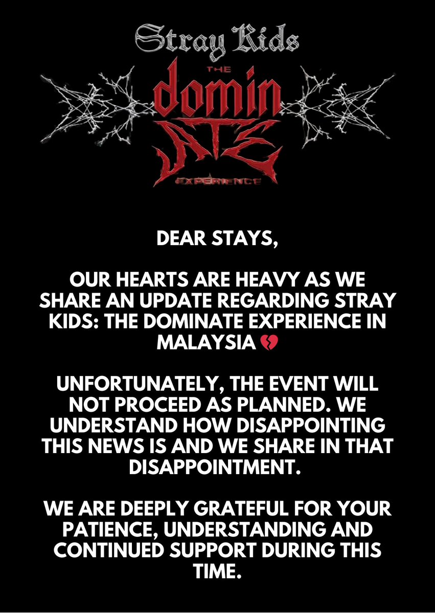 malaysia_stay's tweet image. Hi STAY
We are really sorry about this

It felt like a farewell, even if no one said goodbye. 

@Stray_Kids please come to Malaysia. We are waiting for u

Malaysia Stay x Stray Kids  love so much 

#StrayKids #HanBalikKampung #CONCERTSatTGV #STAYMalaysia #The_dominATE_Experience