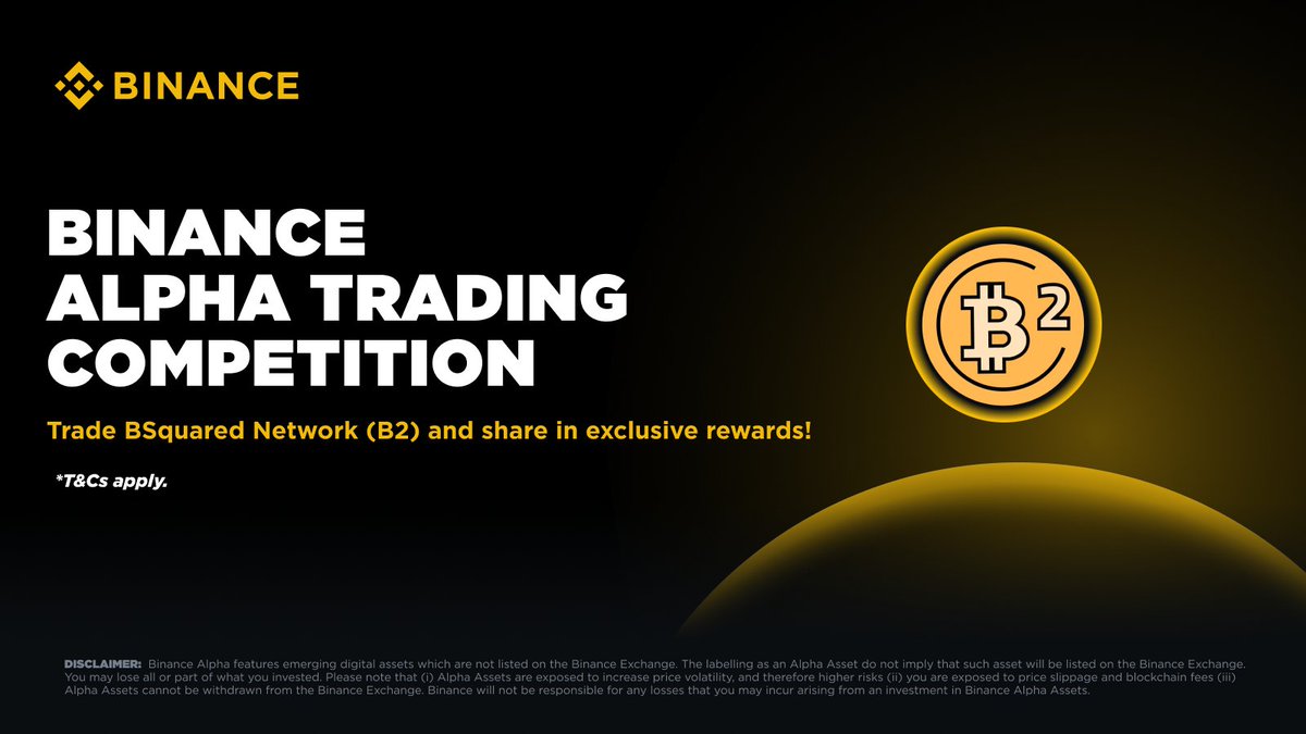 Join the #Binance B2 Trading Competition now!

🔸 Trade B2 with $200K worth of rewards up for grabs
🔍 Users must click【Join】on the event page to participate, only trading volume generated after successful registration will be counted as valid volume
🔍 Only cumulative
