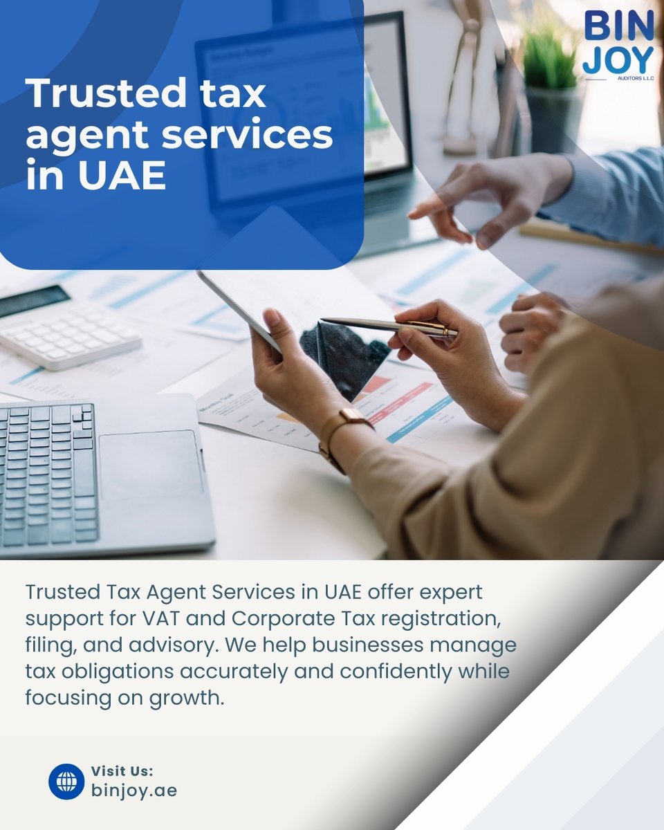 BinjoyUAE's tweet photo. Trusted Tax Agent Services in the UAE to keep your business fully compliant, stress-free, and growth-ready.  From VAT to corporate tax, we handle the numbers so you can focus on success.

#taxagent #UAETax #UAE #Dubai #BINJOY #BINJOYAuditors https://t.co/yrGQ7WpNaT