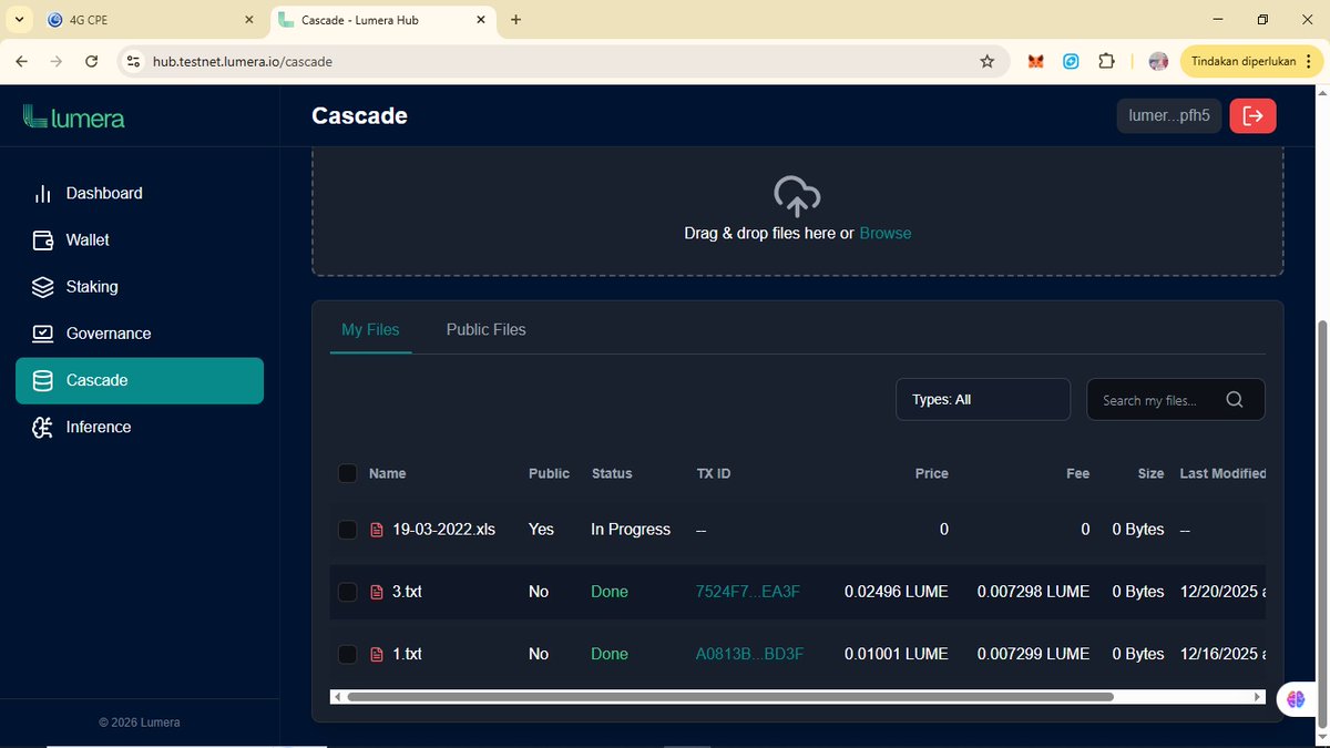 BatmanPati's tweet image. penyimpanan dari @lumera ayo segera dikunjungi hub.testnet.lumera.io/cascade #Lumera #Cascade
