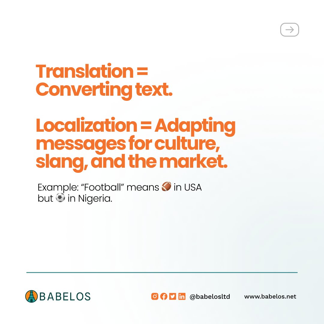 Babelos's tweet photo. Don’t just translate. Connect with your audience.
Babelos helps brands adapt their content for culture, slang, and market so your message feels at home everywhere.

Share this post with someone who needs to see this.

#babelosltd #translationcompany https://t.co/iTlK7pdGgQ