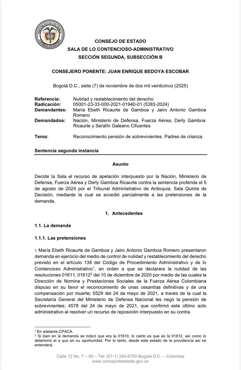 📌 Laboral administrativo: Reconocimiento pensión de sobrevivientes. Padres de crianza. Relevancia a los vínculos construidos a partir de la convivencia, el cuidado y la solidaridad. Reconocimiento de prestaciones. 

Consejo de Estado. Sección Segunda. Sentencia de 7 de noviembre