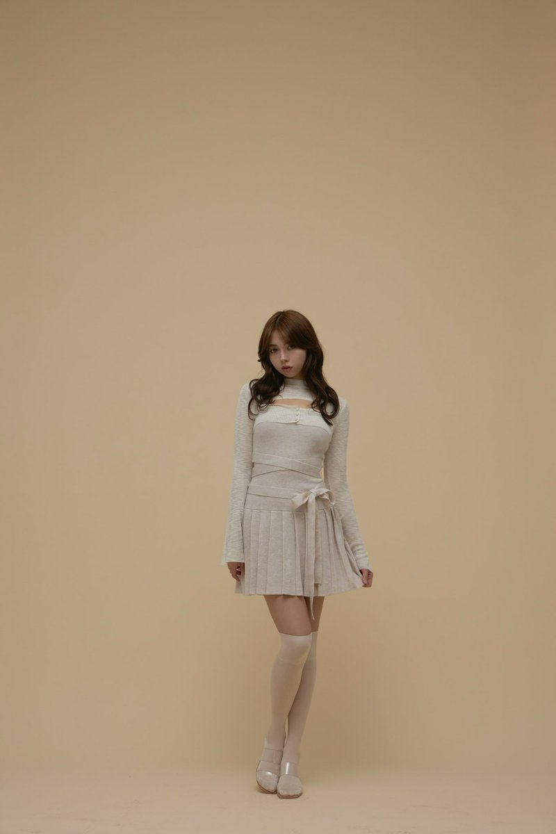 Mimi ribbon mini dress color beige/black ¥19,800-tax in もっちりと