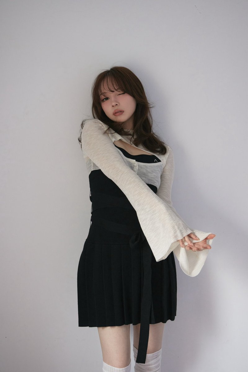 Mimi ribbon mini dress color beige/black ¥19,800-tax in もっちりと