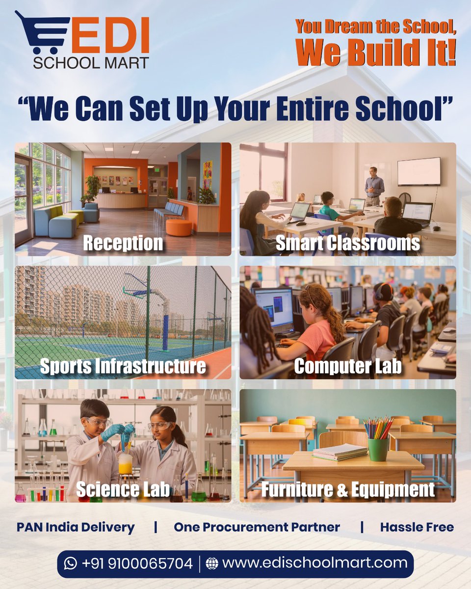edischoolmart's tweet image. You focus on education. We handle the rest.
From planning to delivery, Edischoolmart sets up your entire school.
PAN India | End-to-end school infrastructure
👉 Build your school with us
#SchoolSetup #Edischoolmart #EducationIndia