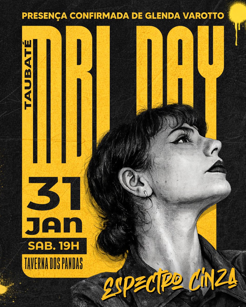 Glenda Varotto, nossa querida Espectro Cinza, confirmada no MBL Day Taubaté! 

🐼 31/01 - Happy Hour MBL Taubaté
📍 Taverna dos Pandas — 19h 
Encontro da militância pra fortalecer ideias e planejar ações.

Marca na agenda e cola com a gente! Bora? 💪🇧🇷