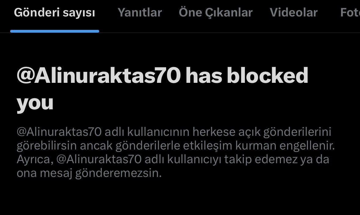 Sayın eski #BursaBüyükşehirBelediyesi Başkanı #AlinurAktaş

İki soru sordum diye beni engellemişsiniz.
Demek ki kabahatinizi siz de biliyorsunuz.

Bu engeli “şeref madalyası” der çerçeveletip duvara asarım.
Zahmet edip okuduğunuz için ayrıca teşekkürler.

x.com/seckinmutlu196…