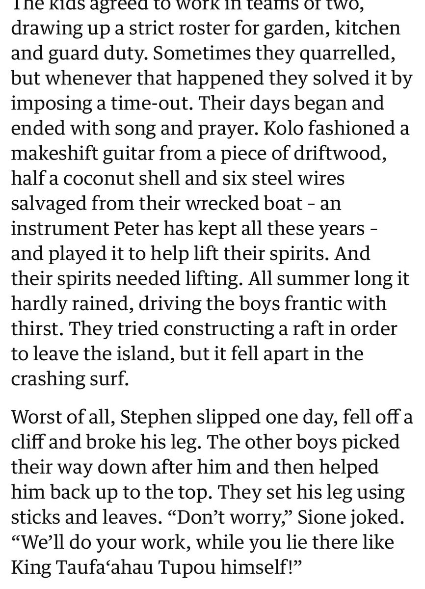 So there was a real life “Lord of the Flies” involving Tongan boarding school boys. But in the real world the result was basically Robinson Crusoe, with the boys remaining firm friends, creating a civilised society and singing and praying daily