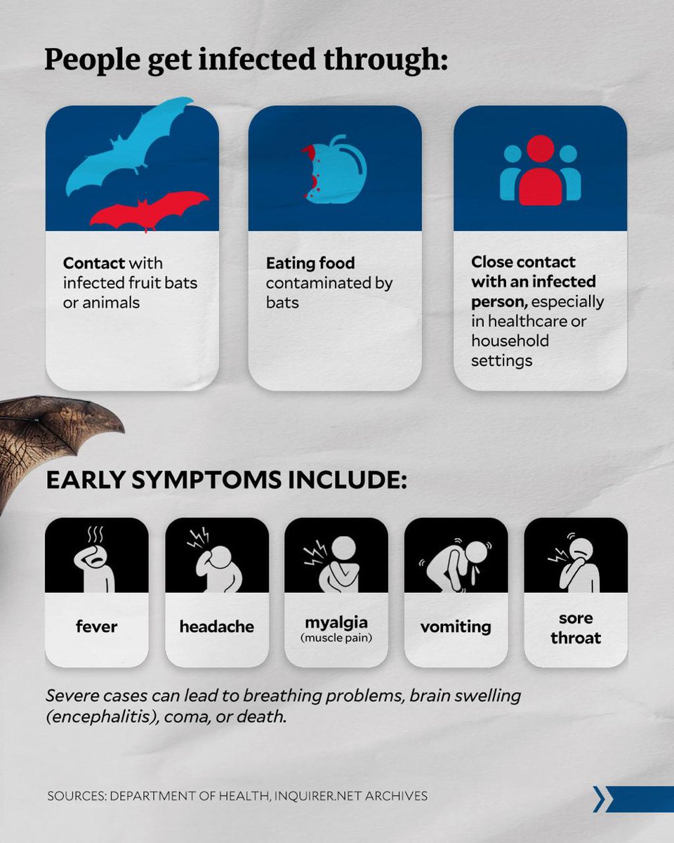 inquirerdotnet's tweet photo. #INQExplains: Amid reported cases of Nipah virus in India, the Philippines’ Department of Health says the virus is rare and has not been detected in the country since 2014.

Here’s what the virus is, and why authorities say Filipinos should stay informed, not alarmed.

READ MORE: https://t.co/T9QngaYj3u