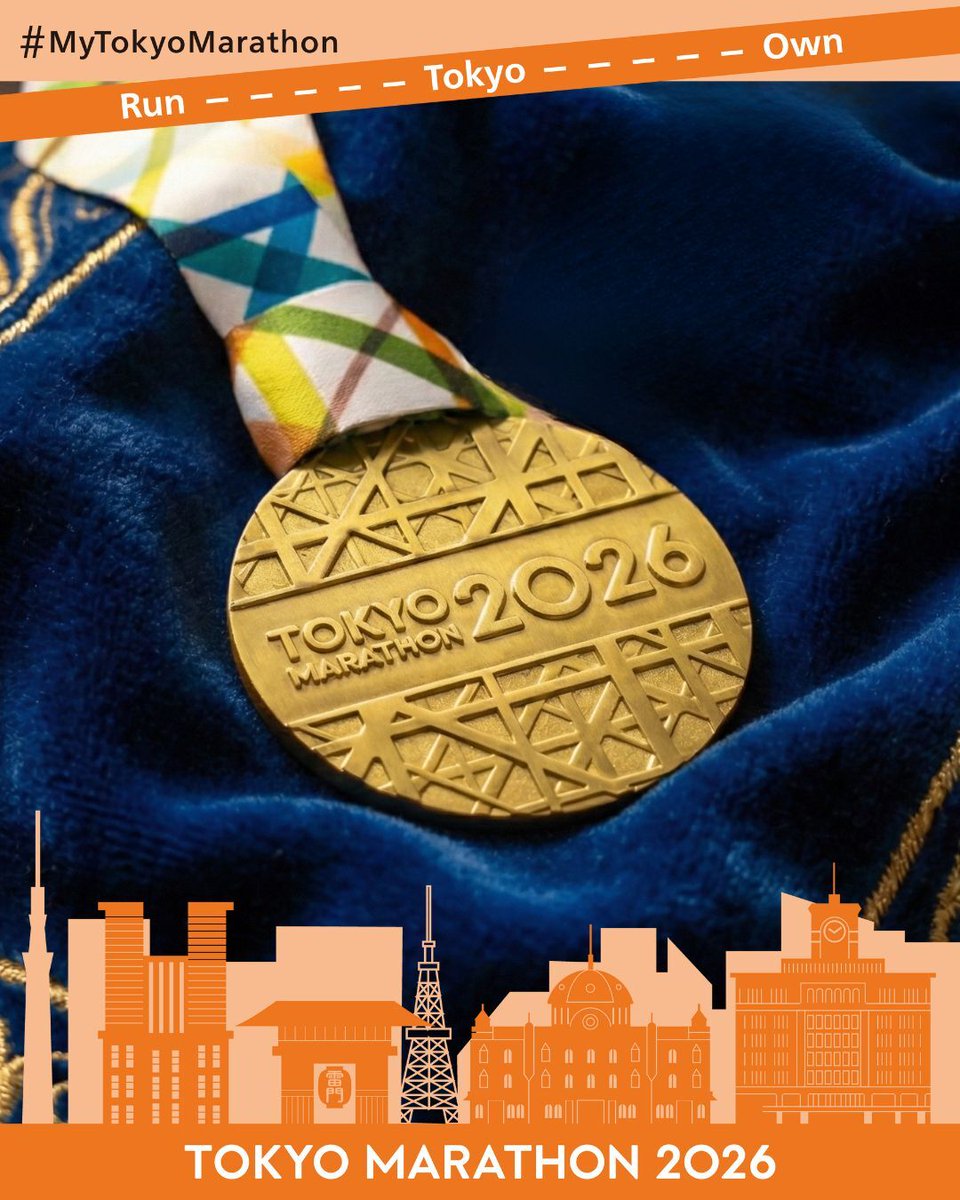 TokyoMarathon_E's tweet photo. The Medal Designs of Tokyo Marathon 2026 Revealed!🏅

This medal is given to all runners who finish the race.🙌✨
✔️Check the designs of Tokyo Marathon 2026 medals for marathon finishers!
https://t.co/cc00KtgmtE https://t.co/YqLaP7Wikr
