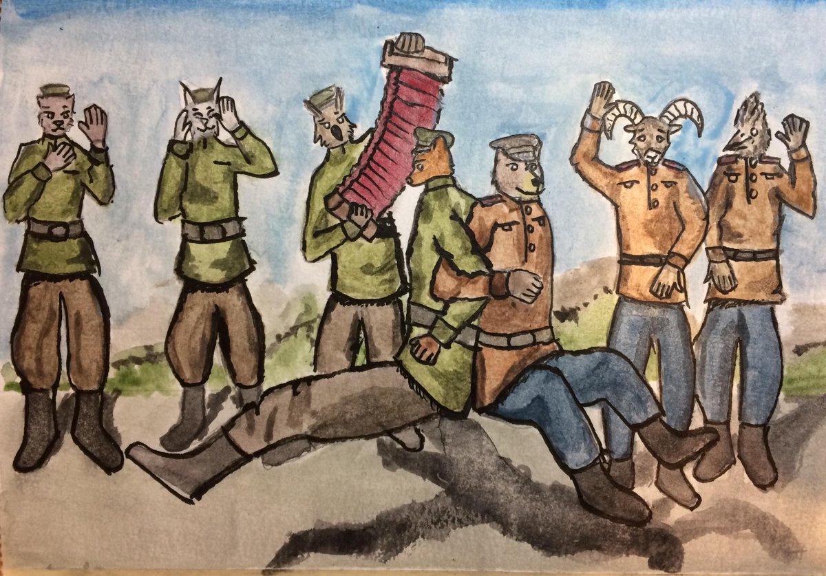 AntlerColor's tweet photo. Soldier's dance (Art by me) https://t.co/9R6oockRH4