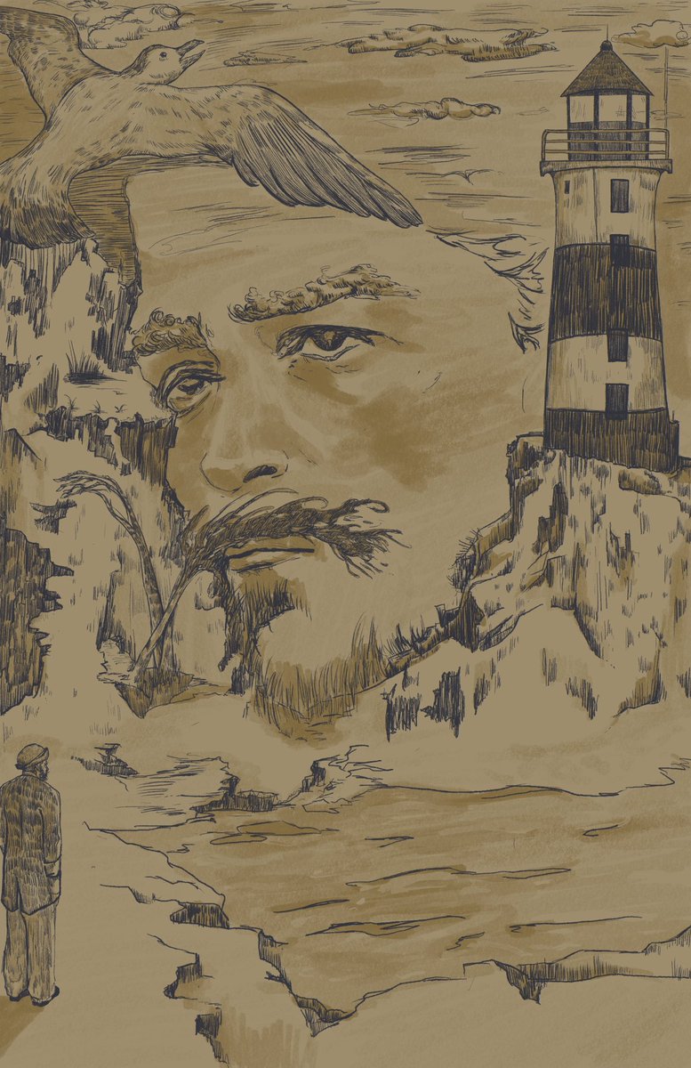 brutalconsumer's tweet photo. omg more fanart 😳☝🏾
wip for illustration 2
#thelighthouse
that does not look like willem
 dafoe at the bottom i'm workin on it .,. https://t.co/JllOYt94op