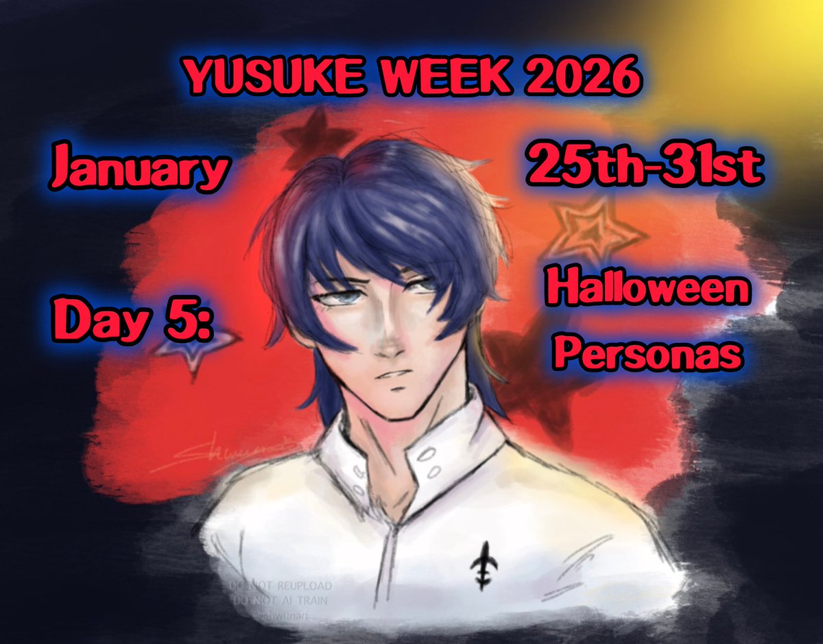 yusukeweek's tweet photo. It's time for some more holiday fun! If you like Halloween, then this prompt is for you! If you're not that interested, then maybe Yusuke's personas would interest you instead? Day 5 is all about the spooky season holiday and the Personas that accompany Yusuke.

#YusukeWeek2026 https://t.co/bNxTnhicd1