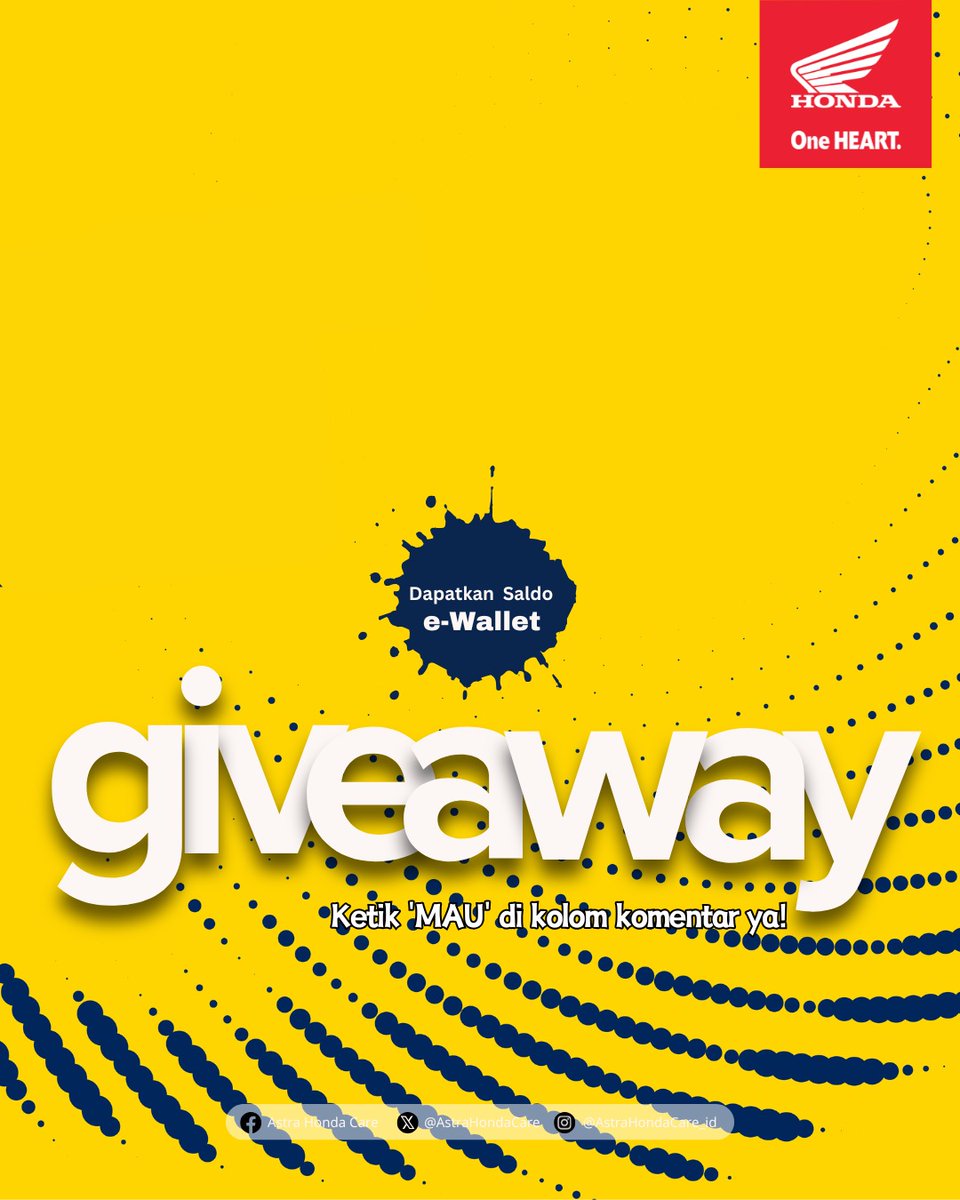 Waktunya Giveaway!  

Siapa yang mau Giveaway dari MiGan? Dapatkan hadiah e-wallet. Absen dulu yuk. Seperti biasa ketik 'MAU' dikolom komentar ya!  

Stay tuned ya BroSis!  

#AstraHondaCare #SalamSatuHATI #GiveawayAHC
