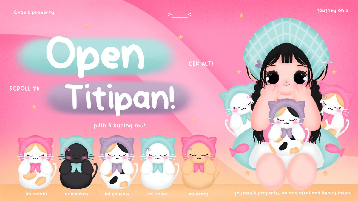 joujney's tweet image. any interaction will be appreciated 🍀🐈

meow?! hai! aku open titipan untuk katalog layout chibi baruku "Lazy Cat!" 🐱 &amp;gt;___&amp;lt; bisa x, wabis, dan bundle yaw!  silakan cek ALT dan scroll untuk ikutan! bisa langsung join optip sekarang! tia Ꮺ

. #zonauang 🍀🩷🐈