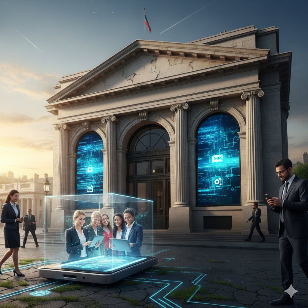 DEVLHON's tweet photo. L'agence bancaire physique est-elle devenue un musée ?  Chez DEVLHON Consulting, nous pensons que la vraie proximité est numérique et transactionnelle. Libérons le capital pour l'UX plutôt que pour l'immobilier. Source : L'Agefi #DigitalBanking #Fintech https://t.co/mykodkJ4tz