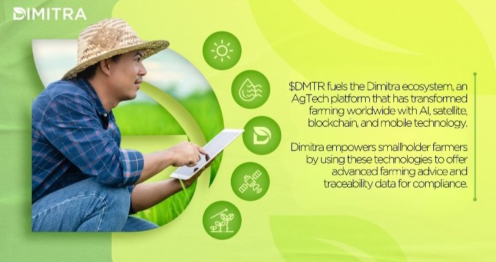 Martha56848329's tweet photo. $DMTR is a #blockchain-powered AgTech platform revolutionizing farming for 570M+ farmers.
Using #AI, satellite &amp; drone imagery &amp; machine learning, 
@DimitraTech delivers real-time insights on weather, soil &amp; crops to boost yields, cut costs &amp; ensure compliance (#ESG &amp; #EUDR)
$BTC https://t.co/yvgPkxZcTp