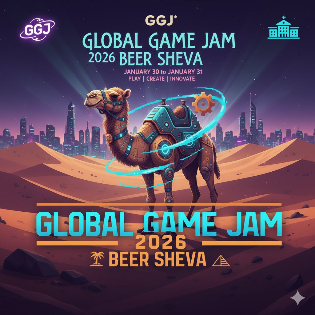 GGJ2026 בבאר שבע - הגיימג'אם הגלובלי השנתי מגיע *מחר*!
facebook.com/events/1582596…
globalgamejam.org/jam-sites/2026…
#GGJ2026 #GlobalGameJam #BeerSheva #GameDev #IndieGames #בארשבע #פיתוחמשחקים #עיצובמשחקים #גיימינג #הנגב
