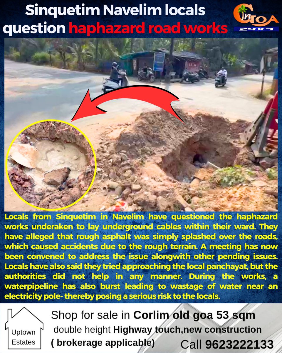 InGoa24x7's tweet photo. Sinquetim Navelim locals question haphazard road works

#Goa #GoaNews #RoadWorks #Haphazard #Navelim https://t.co/2xfeqZfR1l
