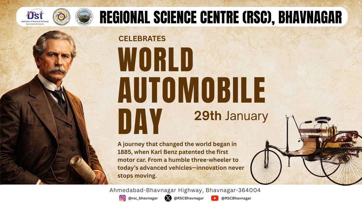RanaUditsinh's tweet photo. Automobiles don’t just move people—they move progress 🚘➡️🌍
Scientific innovation has shaped the past and will power the future of transportation.
Explore automobile history & future concepts at RSC Bhavnagar.
#ScienceBehindAutomobiles #WorldAutomobileDay #RSCBhavnagar https://t.co/cyv9t5Xlz4