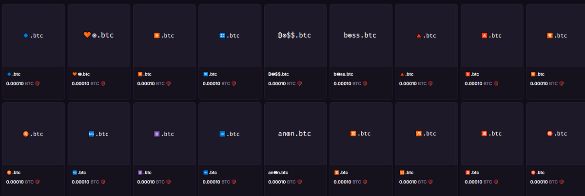 unnamedbtc's tweet image. Just listed single emoji @btcname_DID

✅ No renewal fees  
✅ Uncensorable  
✅ Permanent ownership  

0.0001 $BTC each--🟧🔎

magiceden.io/u/snsbtc?activ…

#BTC #domainname #domain #BRC20 #ordi #sats #DID #ENS