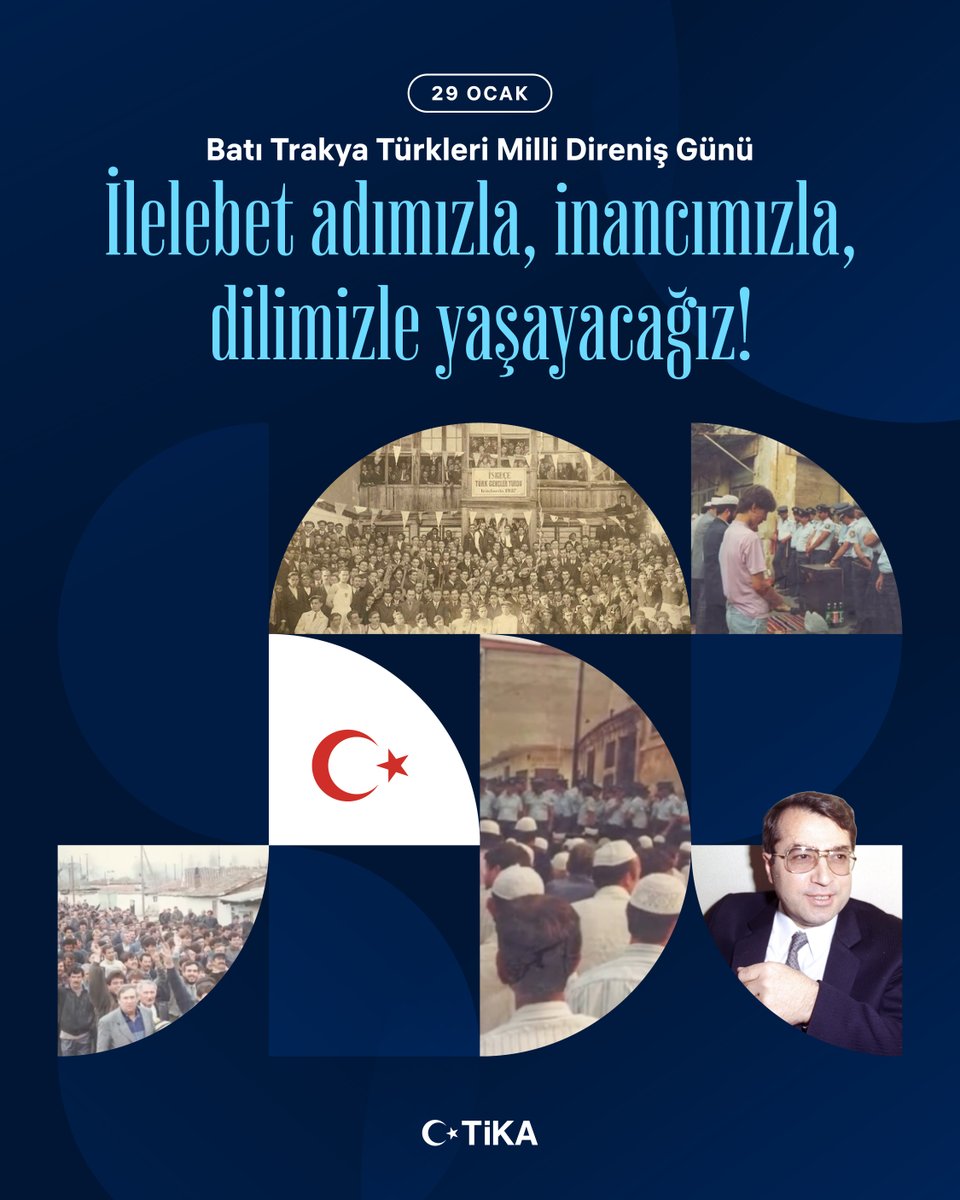 🇹🇷 29 Ocak Batı Trakya Türkleri Milli Direniş Günü vesilesiyle, kimlik mücadelesinde ve haklı davalarında her zaman soydaşlarımızın yanlarında olduğumuzu yineliyor; başta merhum Dr. Sadık Ahmet olmak üzere bu uğurda bedel ödeyen tüm soydaşlarımızı saygı ve rahmetle anıyoruz.