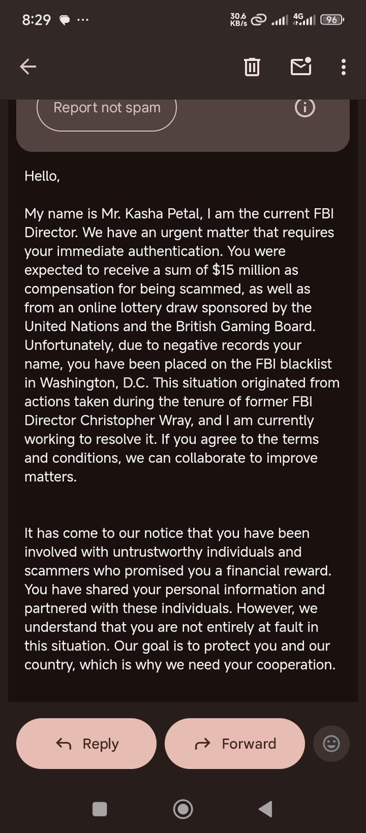 peterkuana's tweet photo. @FBI someone keeps claiming they are the director of FBI trying to scam people. This is the 4th time am reporting this issue. Take action. https://t.co/Kdo5S9vobT