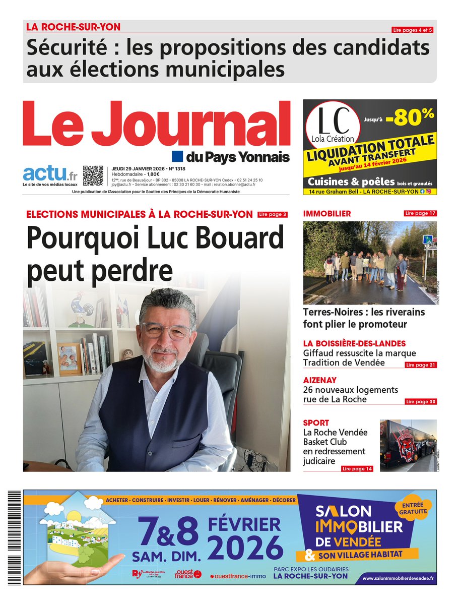 C'est jeudi ! A la Une du Journal du Pays Yonnais... En vente en kiosque et sur actu : ➡️ l.actu.fr/PctS
