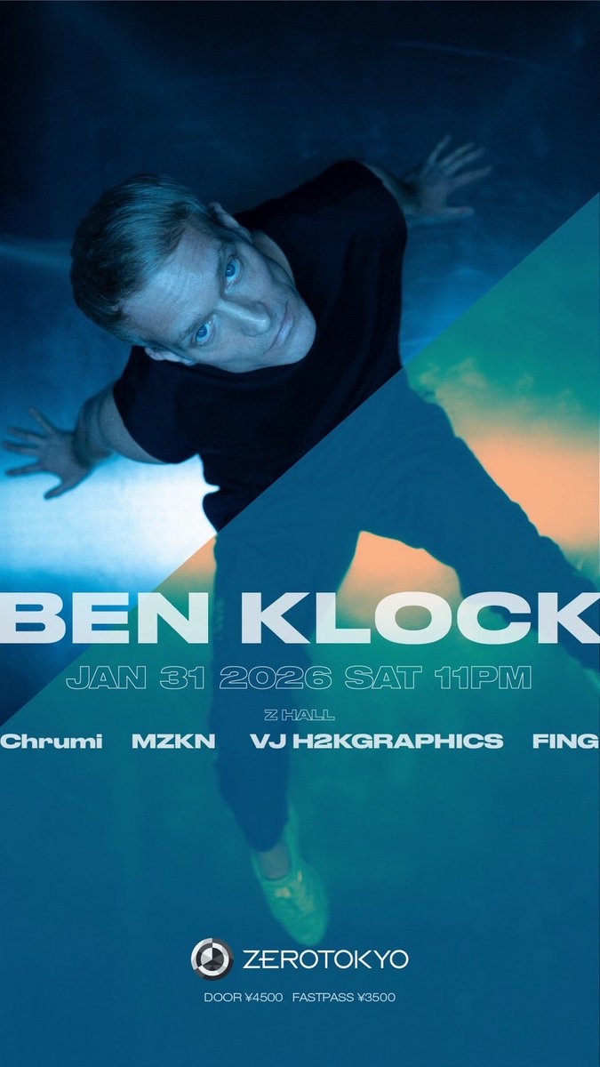 ベルリン・Berghain不動のレジデントDJ、BEN KLOCKがいよいよ今週土曜にZERO TOKYOでplay!🖤 

🗓️2026.1.31(土) BEN KLOCK
📍ZEROTOKYO (@ZEROTOKYO )
🕚OPEN 23:00

当日ご来場予定の方には詳細ご案内します！お気軽にDMにてご連絡ください🙋‍♀️💜

#zerotokyo #nightclub #techno #benklock