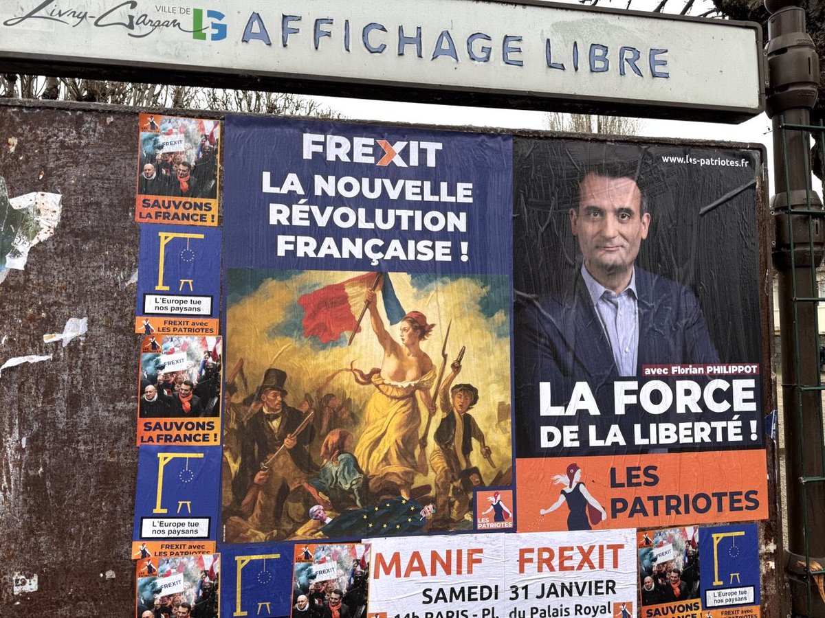 patriotes_93's tweet photo. #Affichage #LesPatriotes (président Florian Philippot) à #LivryGargan et #Montfermeil pour la marche nationale pour le #FREXIT de samedi 31 janvier 💪🚜

Venez nombreux et apportez vos drapeaux français 🇫🇷🧡🇫🇷🧡🇫🇷

🕑RDV Paris 14h
📍Place du Palais Royal

#AgriculteursEnColères https://t.co/OESE743rKo