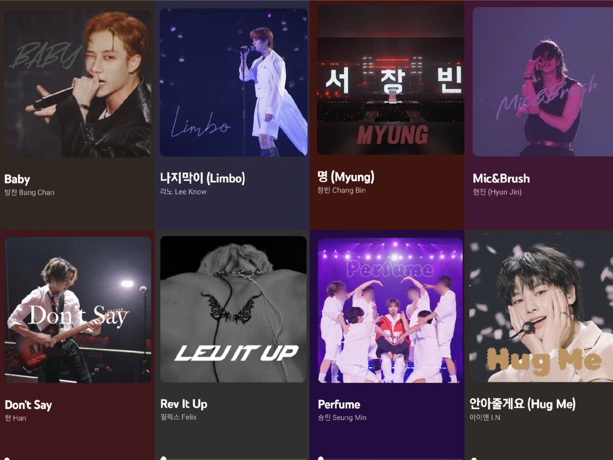 스키즈 돔투어 솔로곡 mp3
SKZ Solo Stage mp3

Baby - #방찬 #bangchan
나지막이 - #리노 #leeknow
명 - #창빈 #changbin
Mic&amp;Brsh - #현진 #Hyunjin
Don't Say - #한 #HAN
Lev It Up - #필릭스 #felix
Perfume - #승민 #Seungmin
안아줄게요 - #아이엔 #IN

재배포X 비번공유X Sharing X
비번