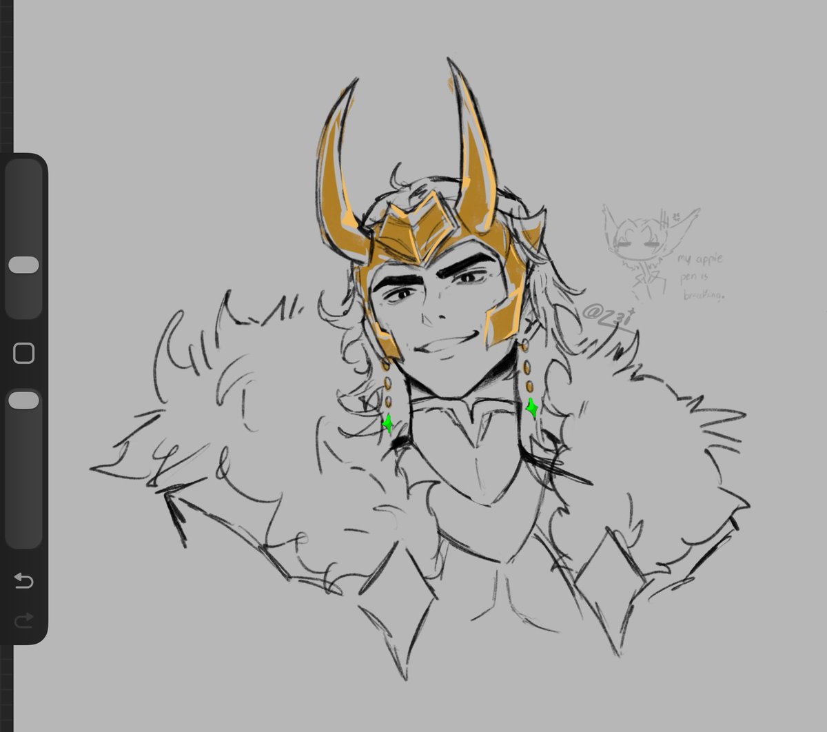 z3idann's tweet photo. sleep deprived and my apple pen is breaking #loki #marvel https://t.co/KdkmfVBn7s