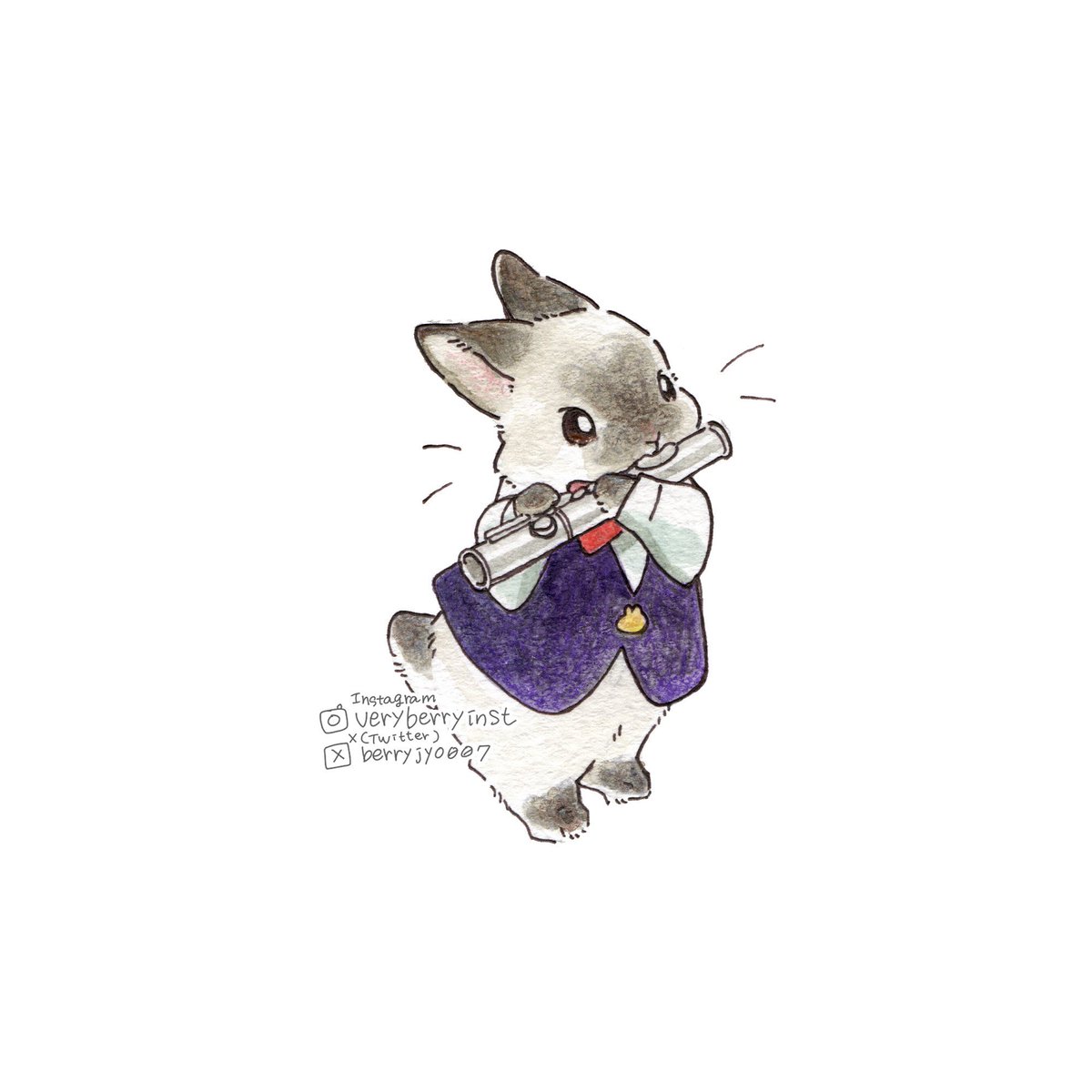 「うさぎさんのコンサート フルート似合ってる?」|VeryBerry うさぎ星さん4/8-9出展のイラスト