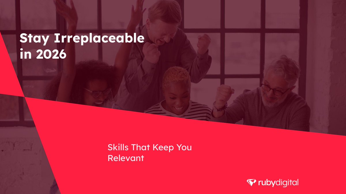 RubyDigitalSA's tweet photo. To stay irreplaceable in 2026, employees need more than tools:​
🤖 AI collaboration​
📊 Data literacy​
🧠 Strategic thinking​
🤝 Adaptability​
Tech evolves fast. People who evolve faster stay essential.​
👉 https://t.co/aJ90EOjXhv​

#RubyDigital #FutureOfWork #DigitalSkills2026 https://t.co/YqrtbH8Mh9