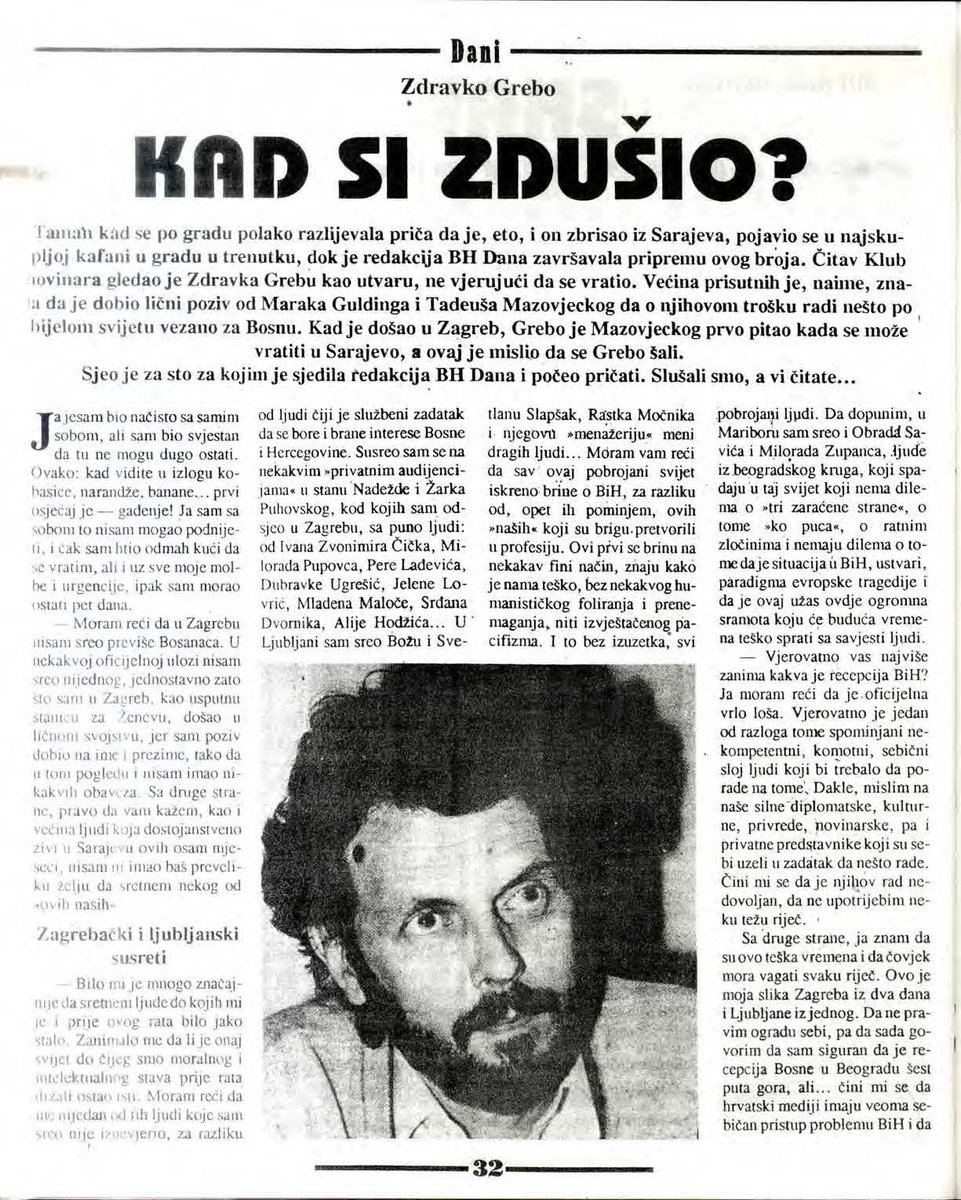 Profesor Grebo. Sjećanje. Tekst obavljen u Ratnim Danima 01.12.1992.
Kompletan tekst dostupan na linku
infobiro.ba/.../kad-si-zdu…
