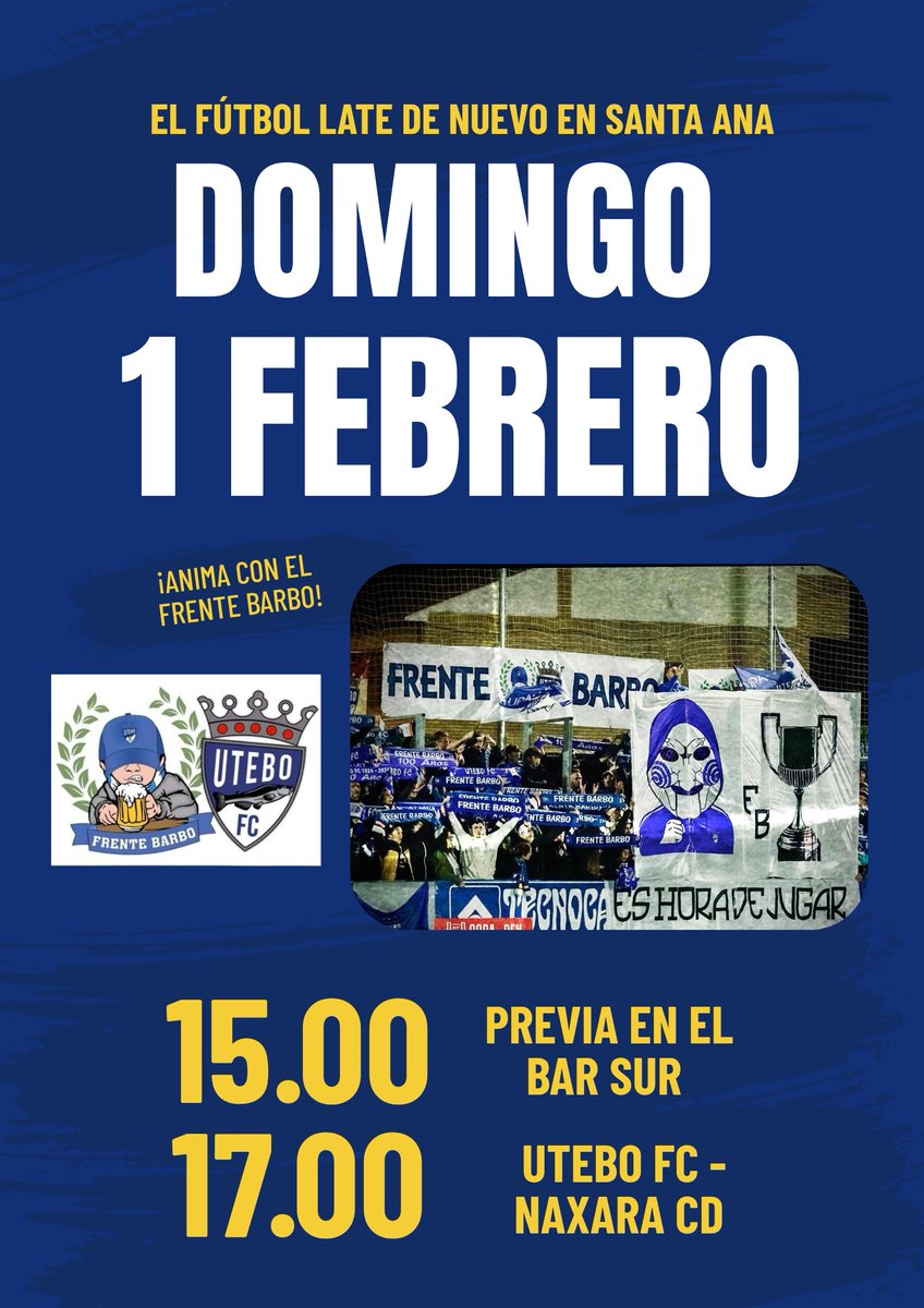 El próximo Domingo nos volvemos a ver en Santa Ana, nuestra casa, y de nuevo JUNTOS volvamos a dar una Tarde Gloriosa en Santa Ana. AFICION + EQUIPO ¡Nos vemos <a href="/UteboFC/">Utebo Futbol Club Oficial</a> !