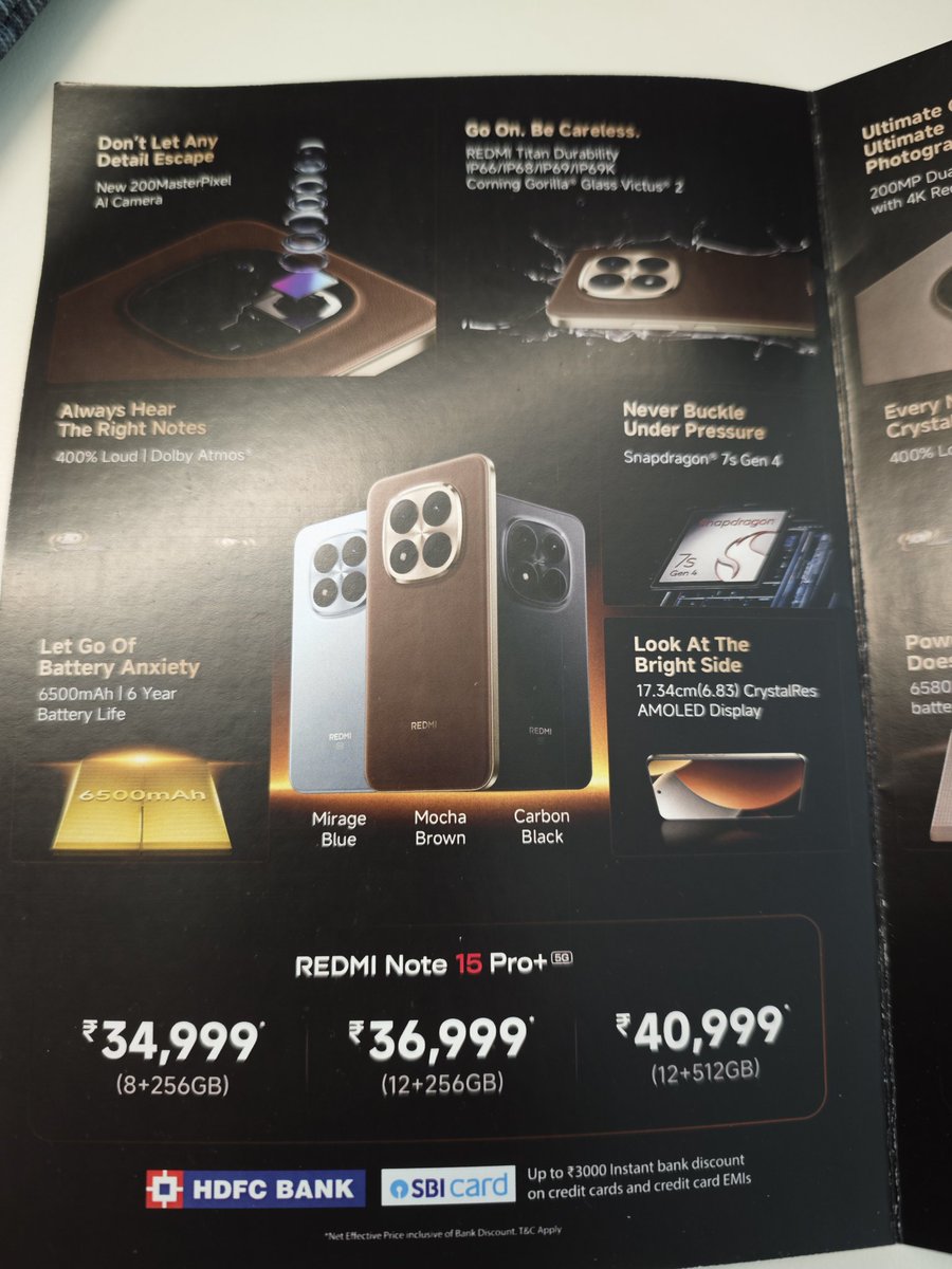 uvie08's tweet image. The wait is over! 🔥
Meet the #RedmiNote15ProSeries — power &amp;amp; perfection combined.

📸 #200MasterPixelCamera | 📱 6.83” CrystalRes AMOLED
🔋 6580mAh Battery | 🔊 400% Loud Stereo + Dolby Atmos

Starting at ₹26,999 💥
#SimplyBetter #XiaomiFansClub
@pixelwithme @XFCMumbai