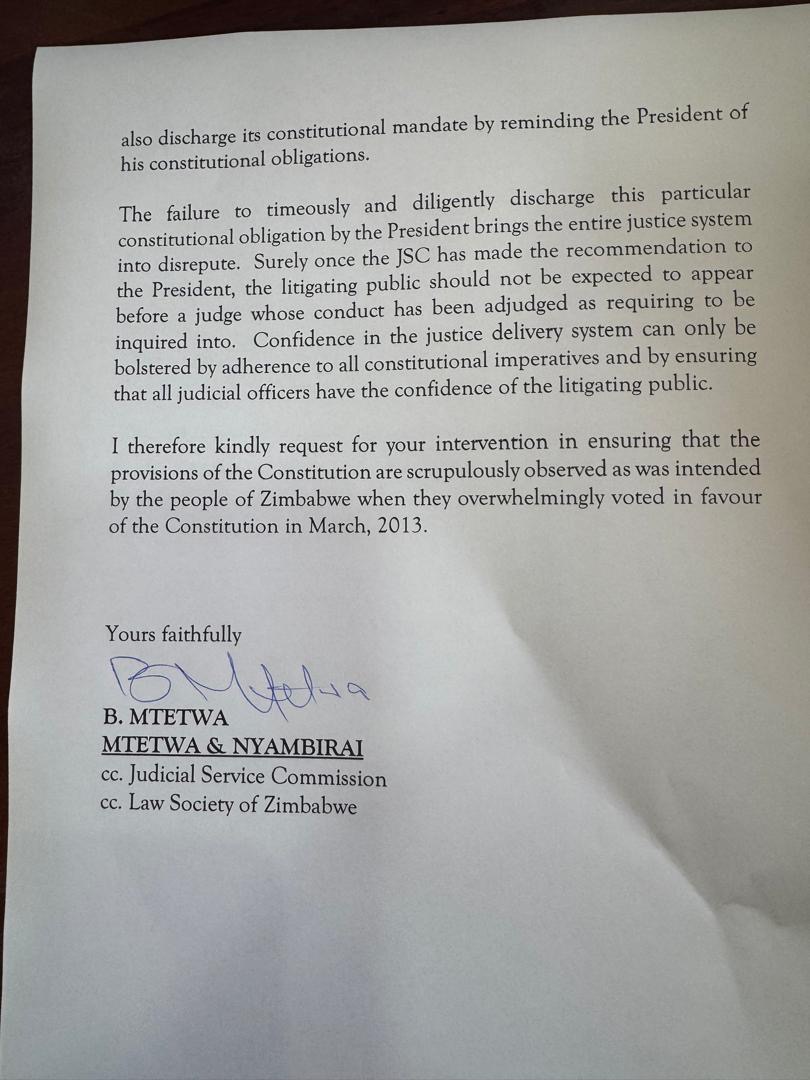 Justice delayed is justice denied.

Despite credible complaints and a JSC recommendation, <a href="/edmnangagwa/">President of Zimbabwe</a> has failed to set up Tribunal to investigate Justice Katiyo. What is surprising is that litigants are still being asked to appear before a judge whose conduct is under question.