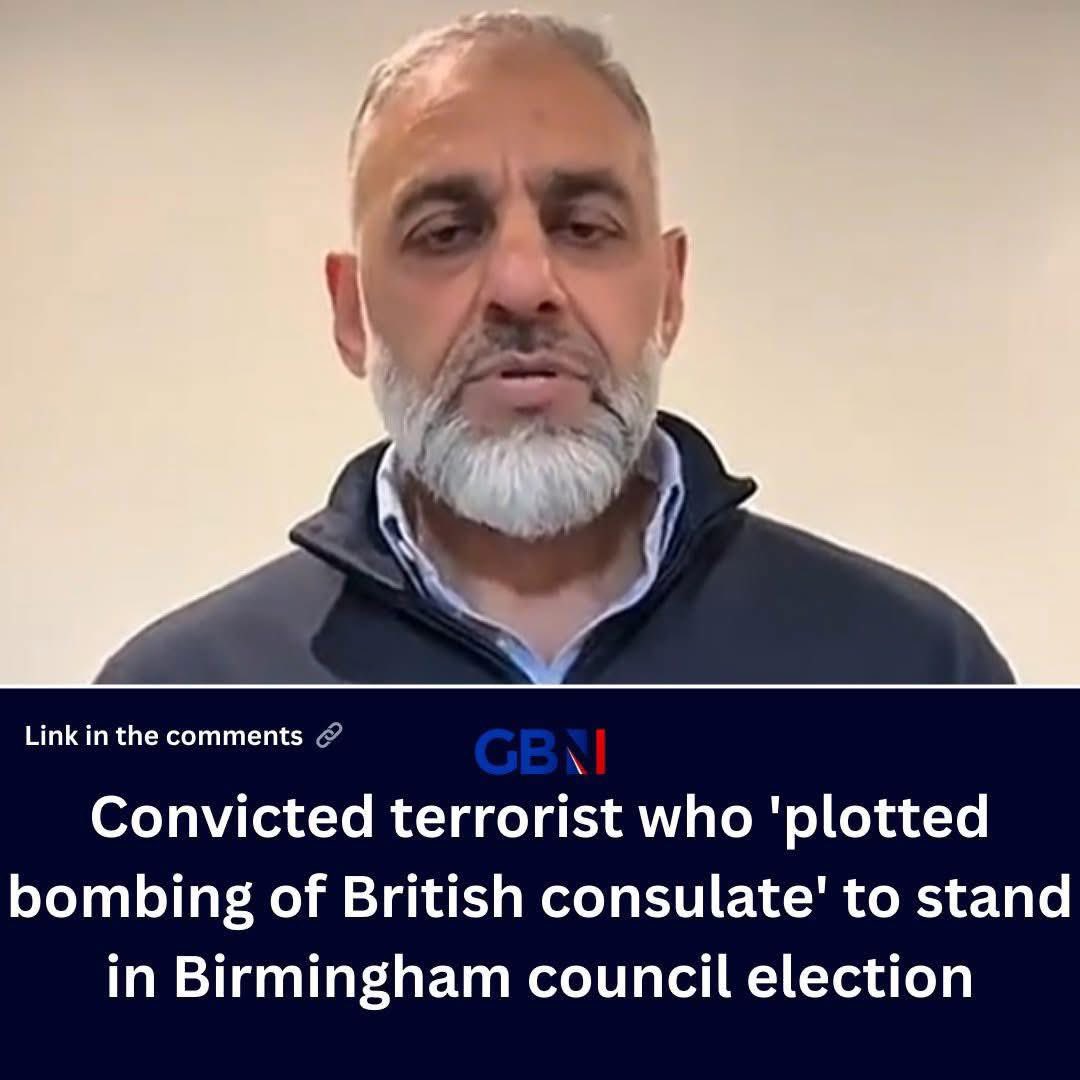 This is Britain in 2026. A man convicted of plotting to bomb our consulate, a church, and a hotel – jailed as a terrorist – is now allowed to run for council in Birmingham. Sparkhill ward. To "unite" us. 😏

Grotesque. Beyond parody. How the hell is this even legal? 🤬