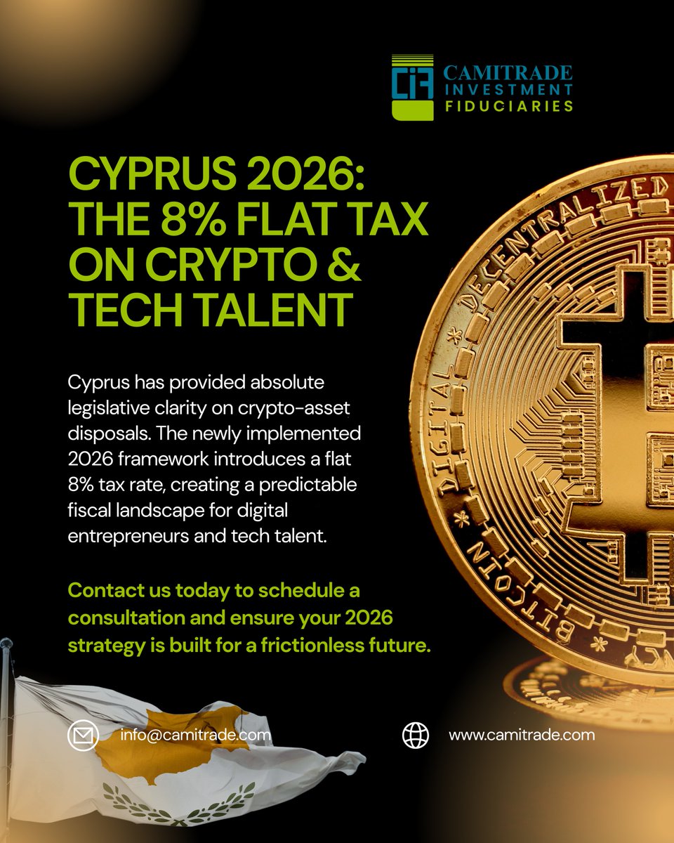 The 2026 Cyprus tax framework is a game-changer for the #Web3 community.  🇨🇾 While other jurisdictions are tightening the leash, Cyprus is offering  a clear, 8% flat-tax path for crypto-asset disposals and