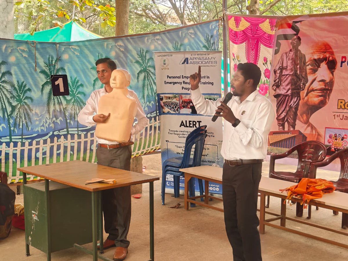 PondyTraffic's tweet photo. As part of National Road Safety Month 2026, Traffic Police Station (South), in association with ALERT NGO, conducted a First Aid and CPR Demo for the general public. Awareness pamphlets were distributed, followed by an eye camp for auto drivers  by Aravind Eye Hospital. https://t.co/X2XF5PO8W8