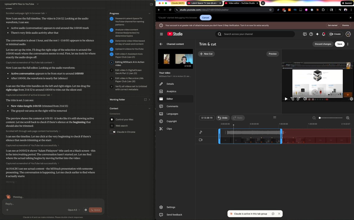 YouTube Studio trimming UI