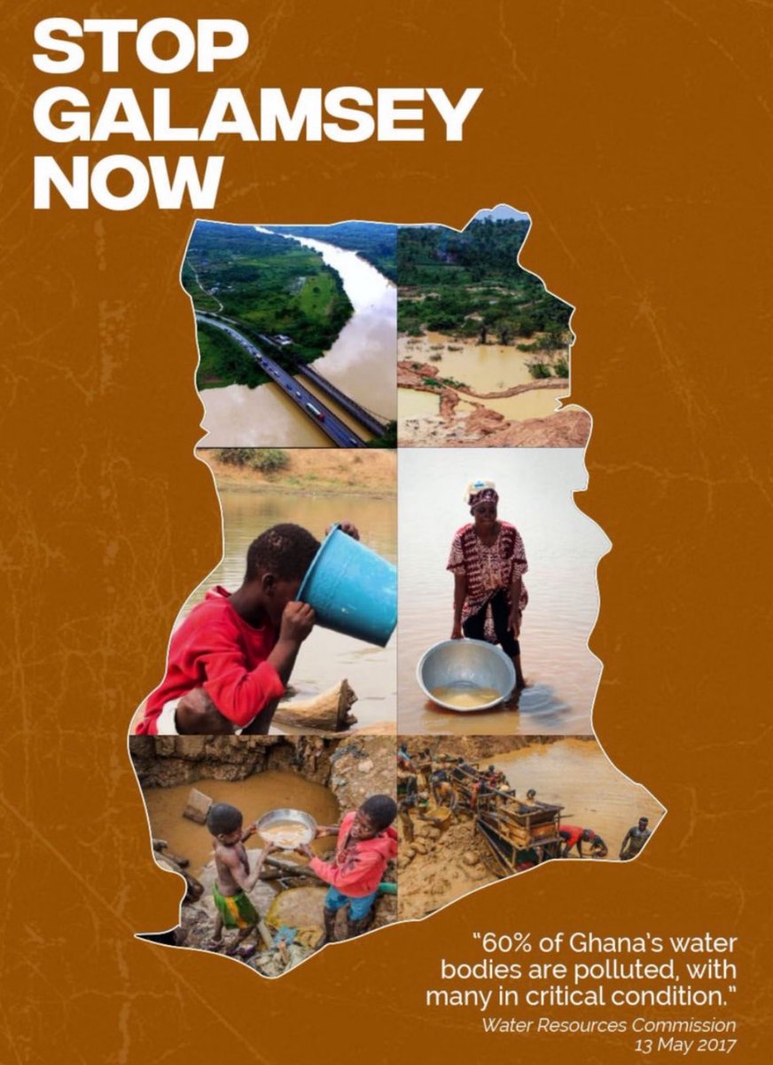 Bobthebuil19383's tweet photo. The Ghana water resource commission reported in 2017 that 60% of Ghana’s waterbodies are polluted. This was in 2017 o! So I wonder what the updated statistics is considering major rivers in Ghana are polluted by illegal mining. This should scare you because it scares me #StopGalamseyNow 

https://t.co/AQRAIsjSiK