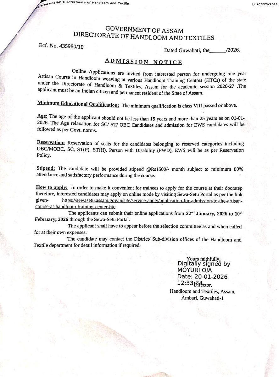 District Commissioner, Biswanath tweet media