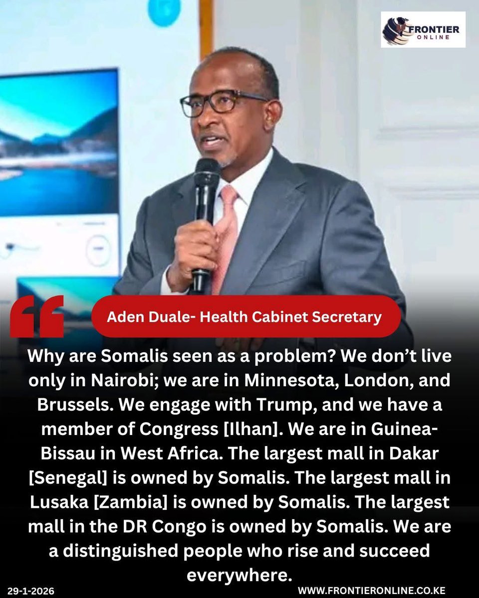 FrontierOnlineK's tweet image. "Why are #Somalis seen as a problem? We don’t live only in #Nairobi; we are in #Minnesota, #London, and #Brussels.”~ CS Aden Duale.