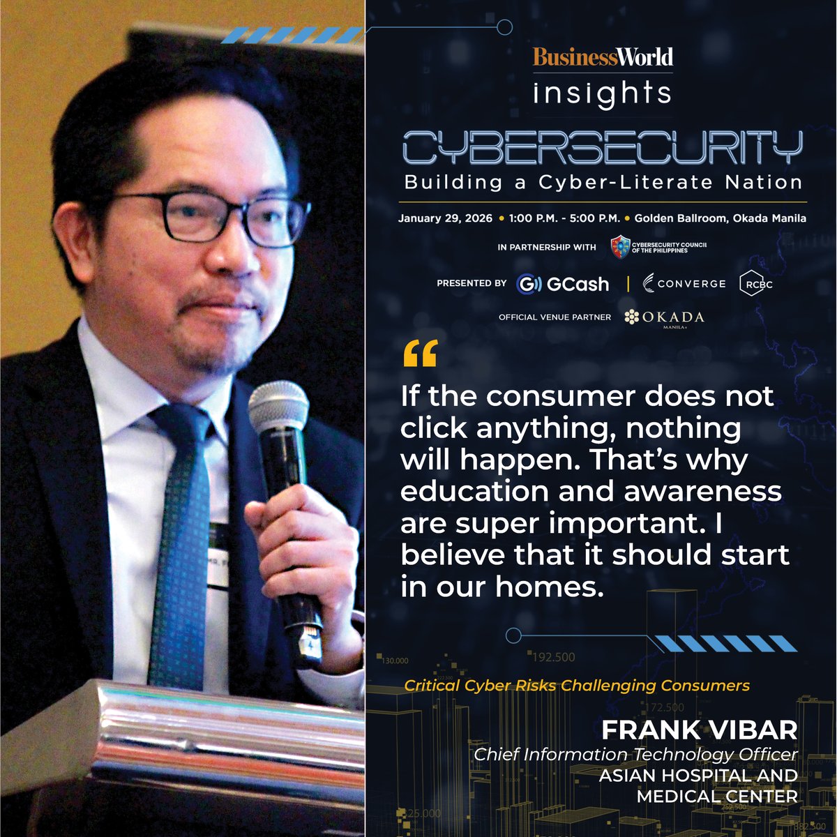 bworldph's tweet image. Frank Vibar, chief information technology officer of Asian Hospital and Medical Center, shares the importance of starting digital awareness at home to keep users safe online.

#BusinessWorldInsights #Cybersecurity #CyberSafePhilippines